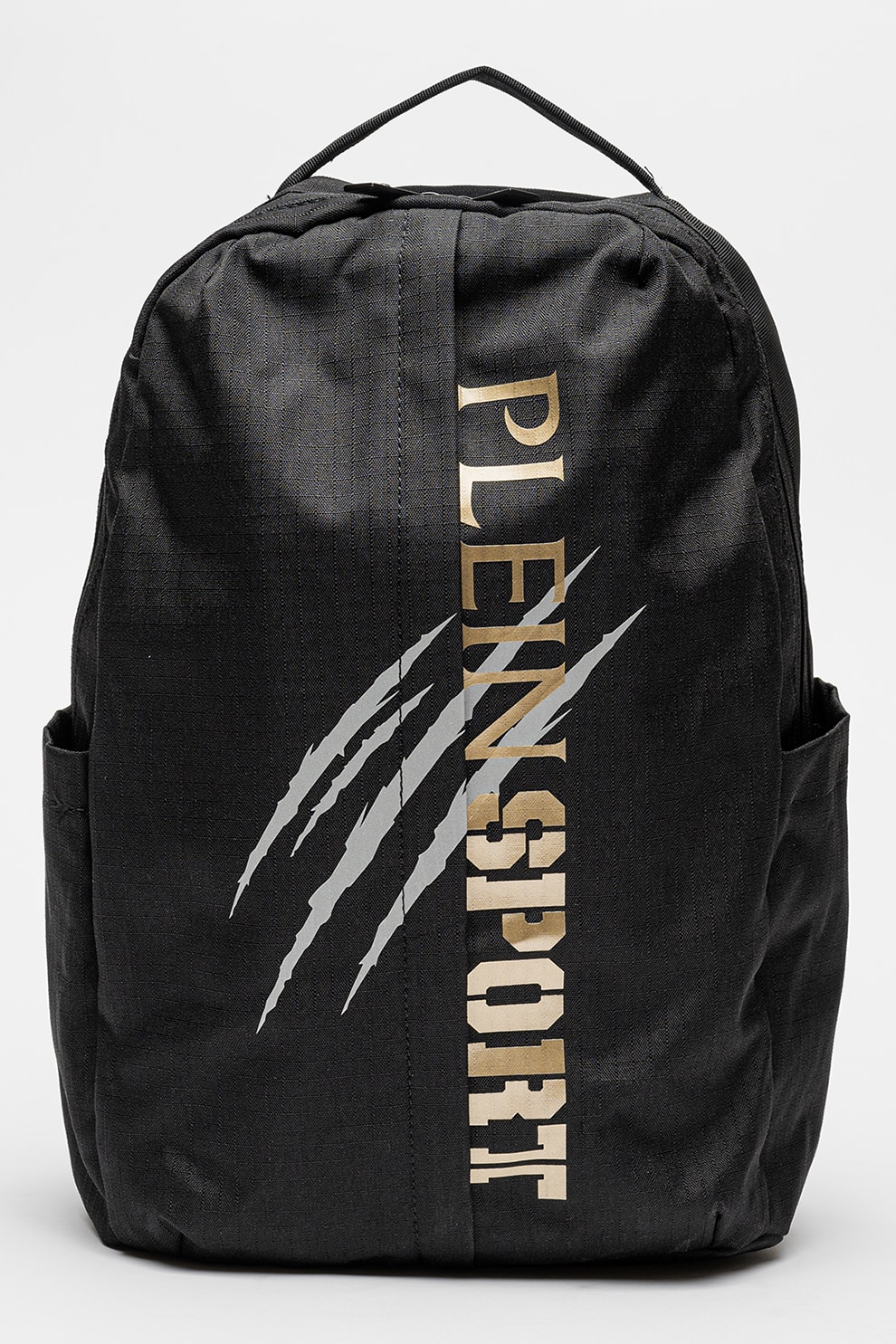 Plein Sport, Rucsac din material textil cu logo, Auriu, Negru, Argintiu