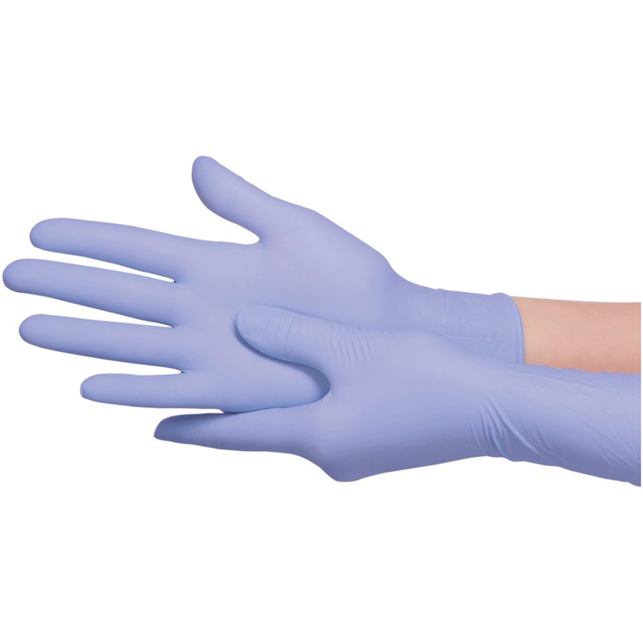 Manusi nepudrate pentru examinare din nitril Ambulex Medium Violet, marime M, culoare Mov, 100 buc.