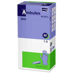 Manusi nepudrate pentru examinare din nitril Ambulex Medium Violet, marime M, culoare Mov, 100 buc.