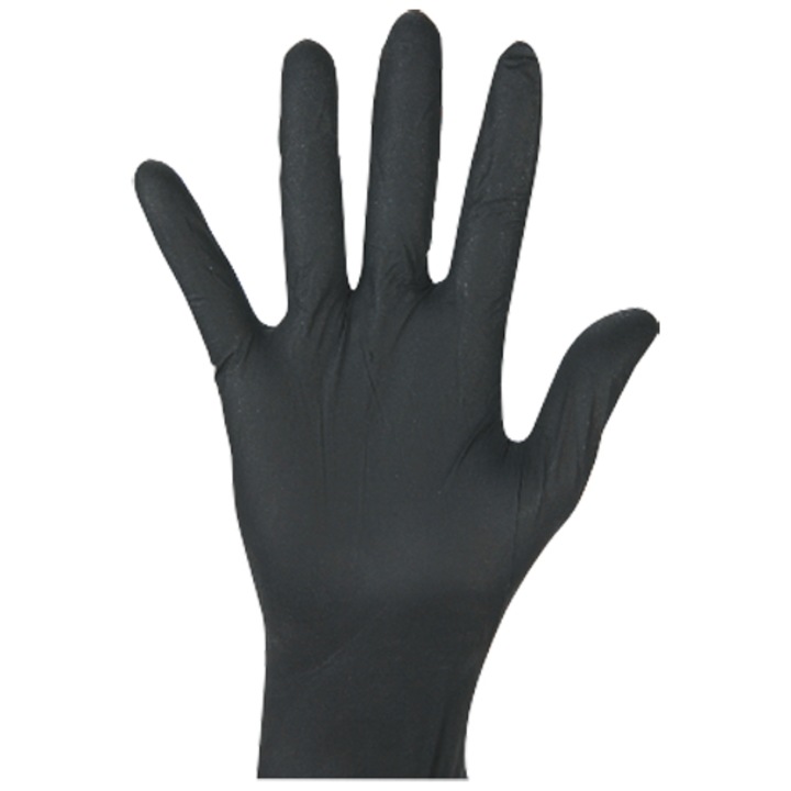 Manusi nepudrate pentru examinare din nitril Ambulex Large Black, marime L, culoare Negru, 100 buc.