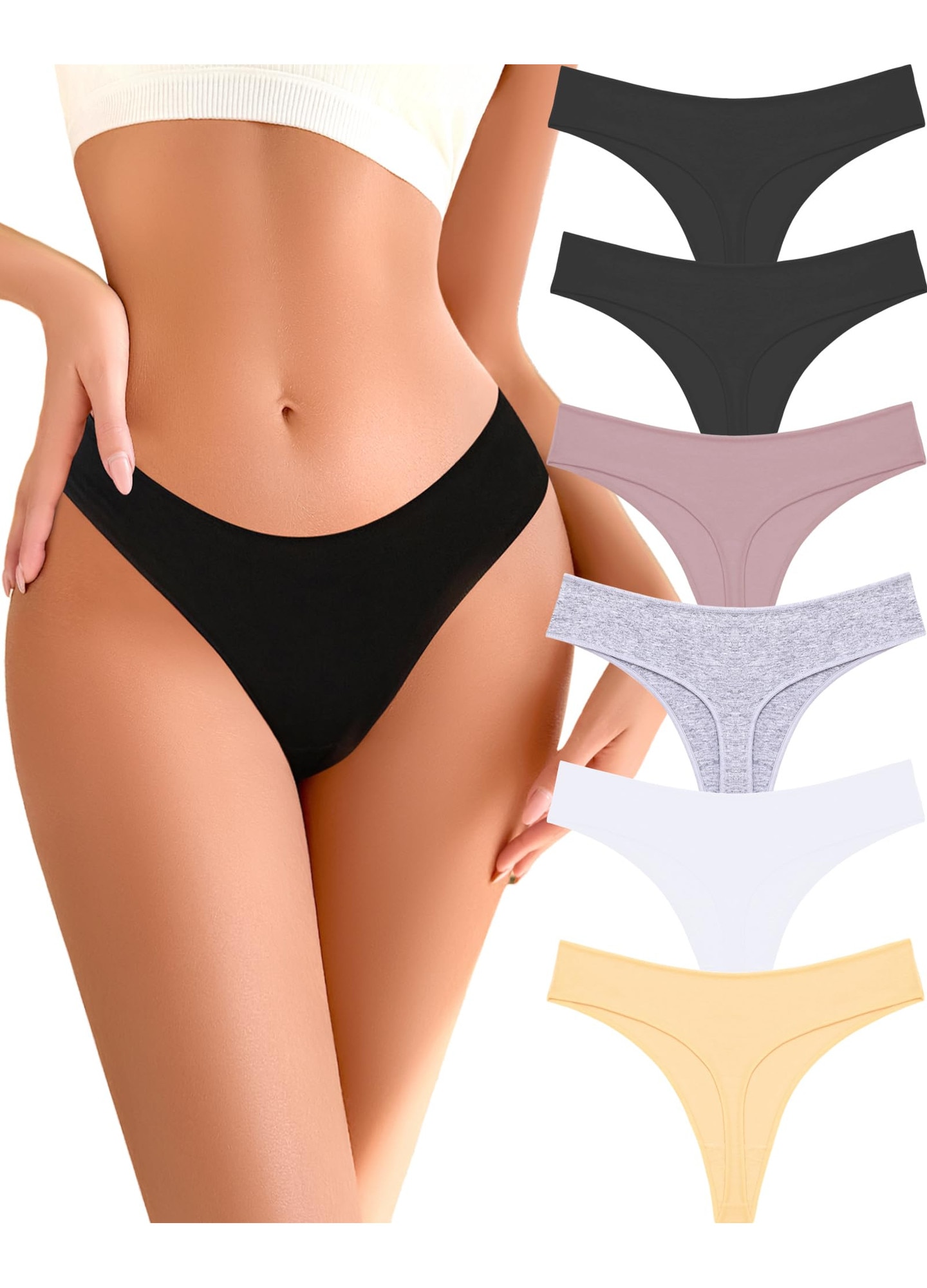 Set lenjerie intima dama MWAOWM, chiloti tip tanga, fara cusaturi, talie joasa, respirabili, multicolor