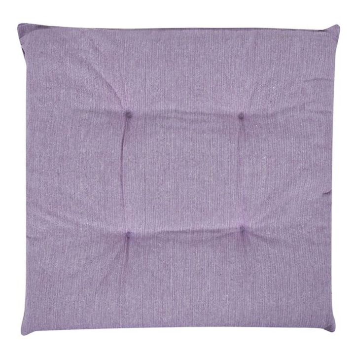 Perna din bumbac, pentru scaun, cu doua fete, 40x40x4 cm, patrata, mov