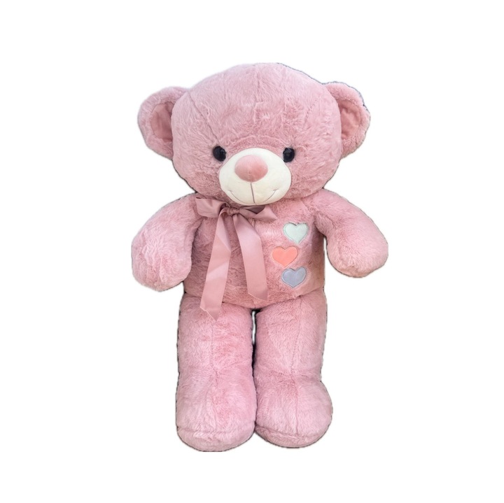 Jucarie plus, Urs cu inimoare multicolore, 100 cm, Lila