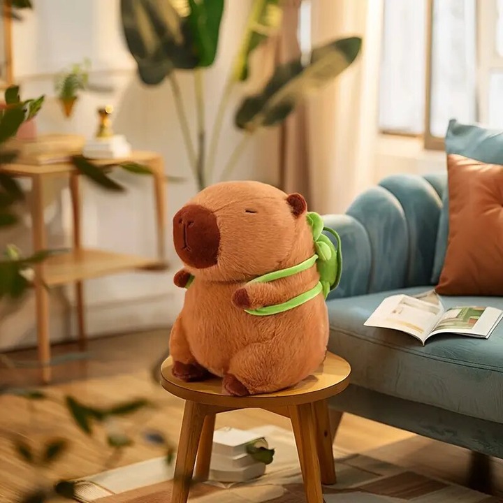 Играчка, Capybara Plush с VICTINY, Кафяв/зелен жаба 23 см