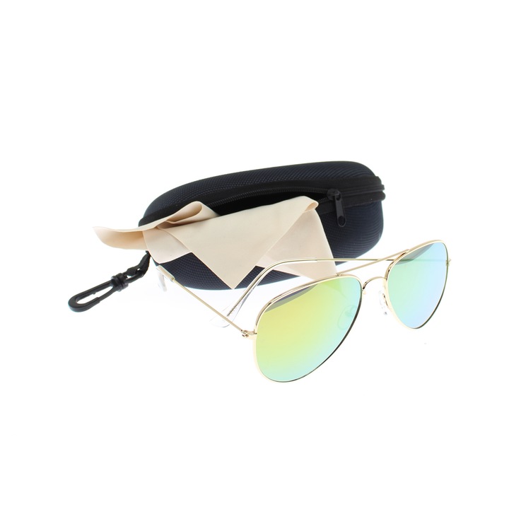 Слънчеви очила, Buticcochet, унисекс, метална рамка, зелено огледално стъкло - OCS355