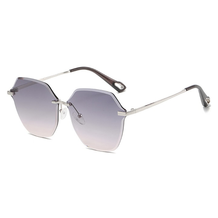 Sunglasses (8195) - for Women, Metal and PC - Silver / Gradient Gray