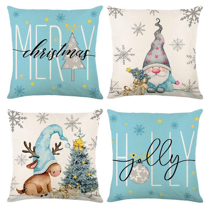 Jormftte karácsonyi díszpárnahuzat szett, 4 db, többszínű, 45x45cm