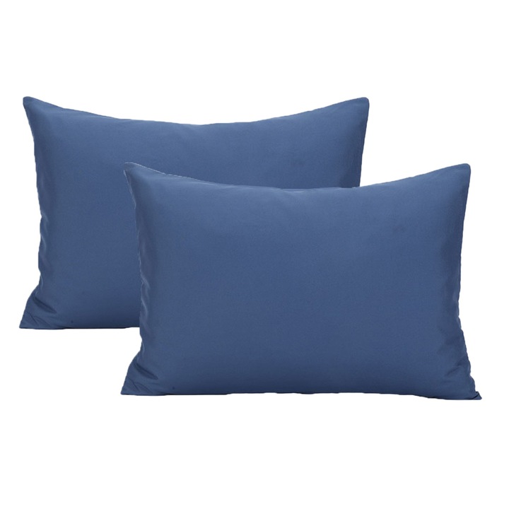 Set de 2 perne satin, albastru inchis, 49x36cm