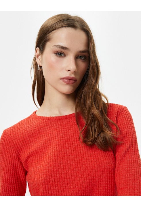 KOTON, Bluza texturata cu model uni, Rosu