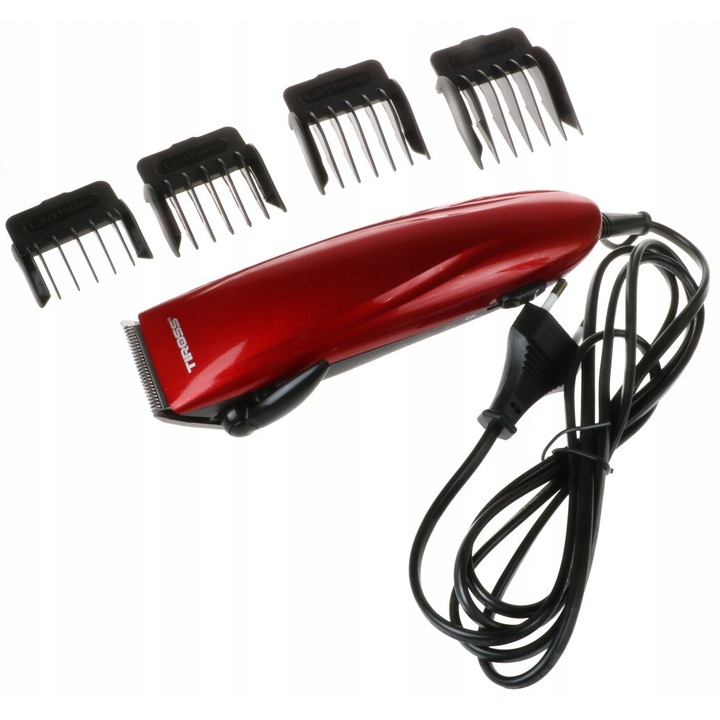 Aparat de tuns TIROSS 406, accesorii incluse, auriu/rosu, 230V 50Hz, 9W