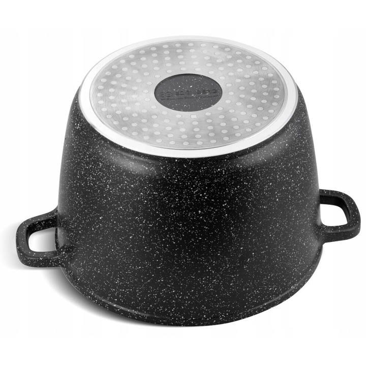 Üvegtetős fazék, Edenberg, Alumínium márványos kerámia bevonattal, 6,2l, 24cm, Fekete/Átlátszó