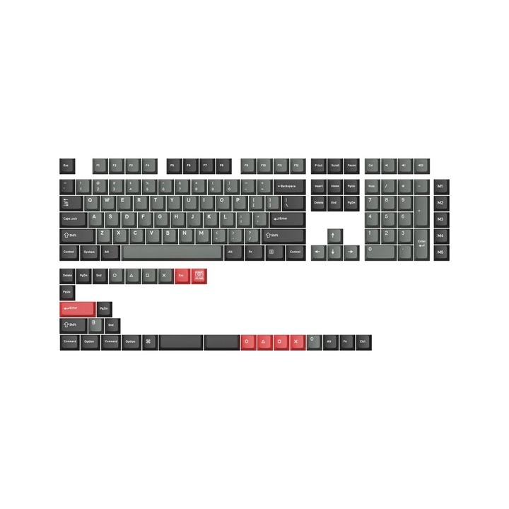 Set 143 butoane pentru tastatura Keychron Cherry Profile Double - Shot PBT Full Set 143 Keycaps - Dolch Red