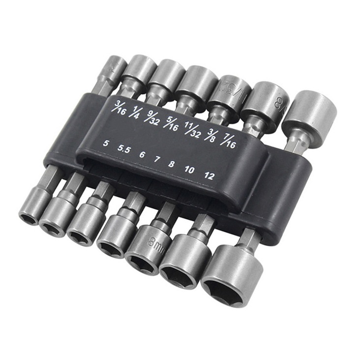 Комплект накрайници за гайки, Enforose, хром-ванадиева стомана, устойчиви на корозия, немагнитни, 14 броя