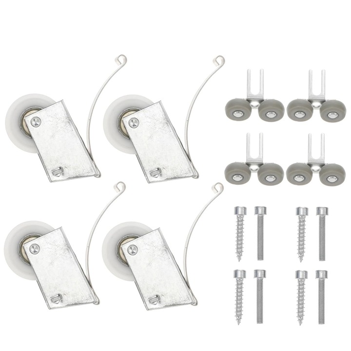 Set 4 roti pentru usa de dus, inox si nylon, diametru 38mm