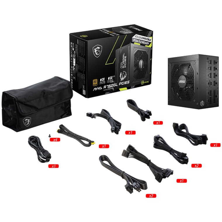 Sursa MSI MAG A750GL PCIE5, 80 Plus Gold, 750W, PCIe 5.0, Full