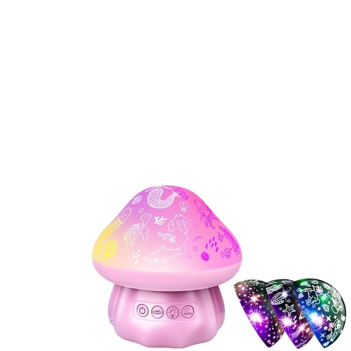 Детска нощна лампа ATOPDREAM, проектор 3 в 1, таймер, завъртане на 360, лилаво