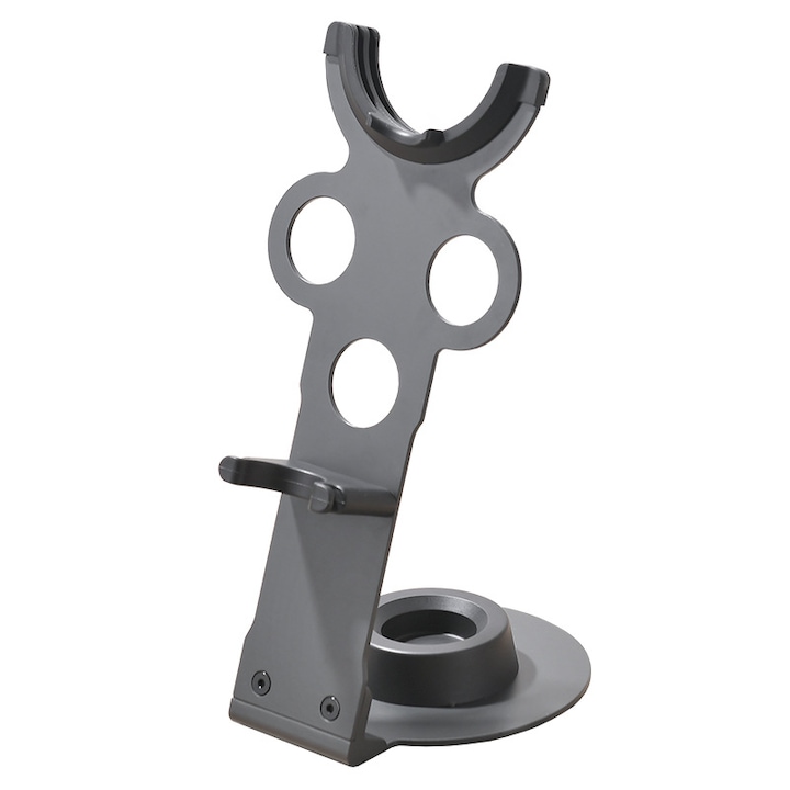 Suport pentru uscator de par, compatibil Dyson Supersonic, cu spatiu pentru accesorii, antiderapant, negru