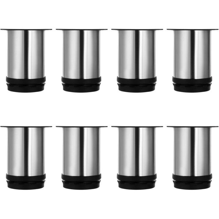 Set 8 Picioare mobilier bucatarie, Inox, 80mm, inox, Argintiu