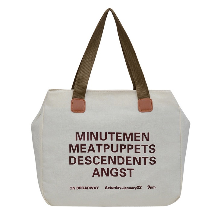 Jormftte kézitáska, vászon, fehér, 35x30x10cm