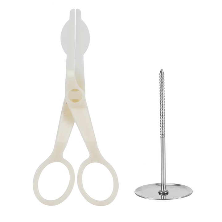 Set 2 ustensile ornare prajituri, plastic\inox, alb\argintiu, 7x3.2cm, 13x5.5cm