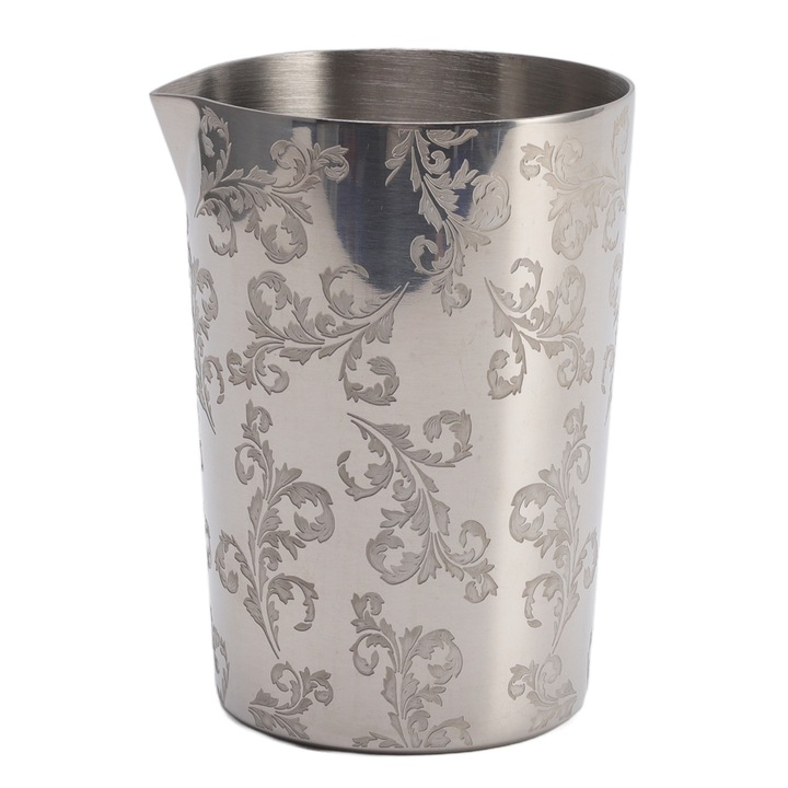 Rozsdamentes acélból készült, hőtartó koktélkeverő pohár, gravírozva, bártendereknek