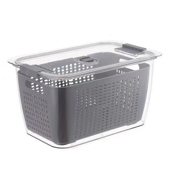 Kétrétegű lefolyókosár QttvbTna, szürke, 4.5L