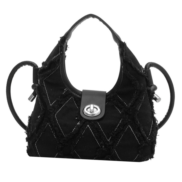 Női válltáska fém zárcsattal, megerősített vállpánttal, nagy kapacitású, alkalmi elegáns női kézitáska.