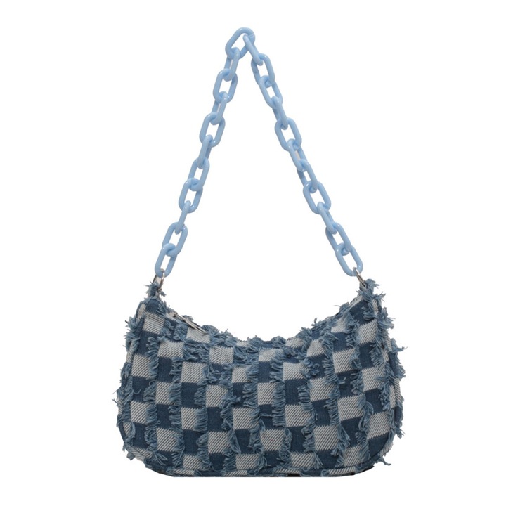 Női válltáska, farmer, kék