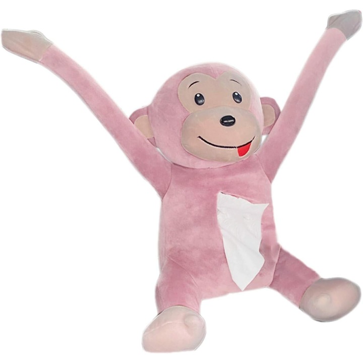 Cutie pentru servetele, Suport creativ, Maimuta desen animat, Material moale, Multicolor