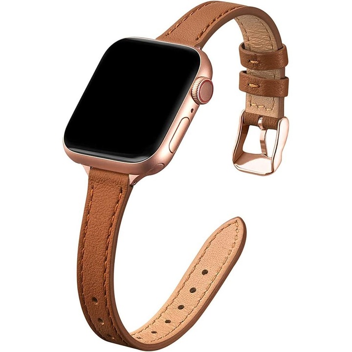 Каишка за Apple Watch, Zeaicos, естествена кожа, 38x40x41mm, кафява, комплект