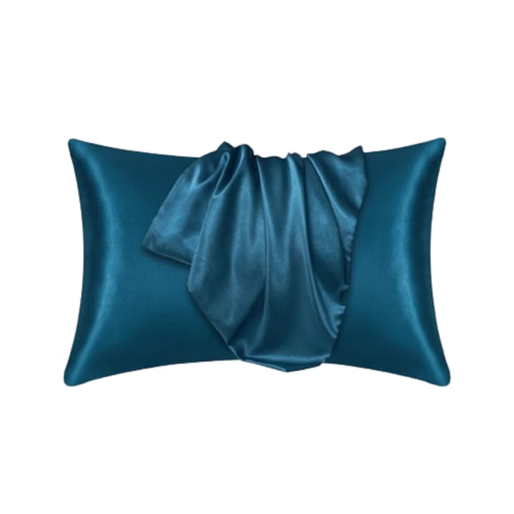 Fata de Perna din Satin, Albastru Paris, 51x76 cm, cu Aspect de Lux, Durabila, Anti-Statica, Anti-Pilling, Permeabila la Aer
