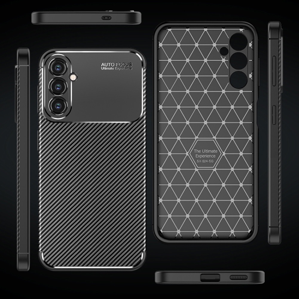 Husa protectie Mat-Tech compatibila cu Samsung Galaxy S24, Carbon Design Autofocus, Protectie Camere, Finisaj Mat, Anti-Shock, Anti-Fingerprint, Rezistenta la impact, Negru