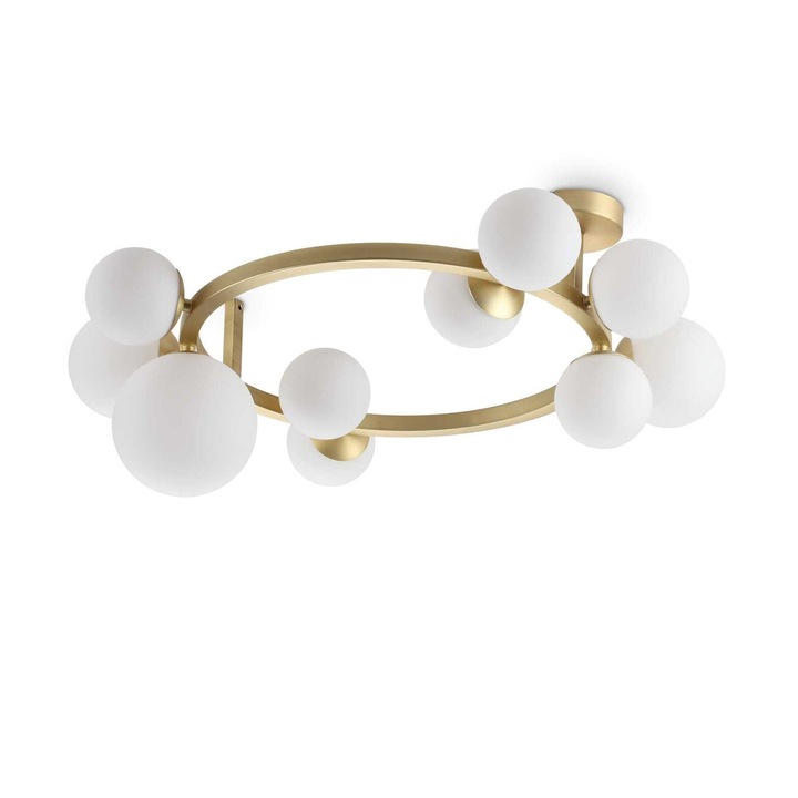 Lustra tip plafoniera PERLAGE PL10, auriu/alb, lungime 70 cm - IDEAL LUX