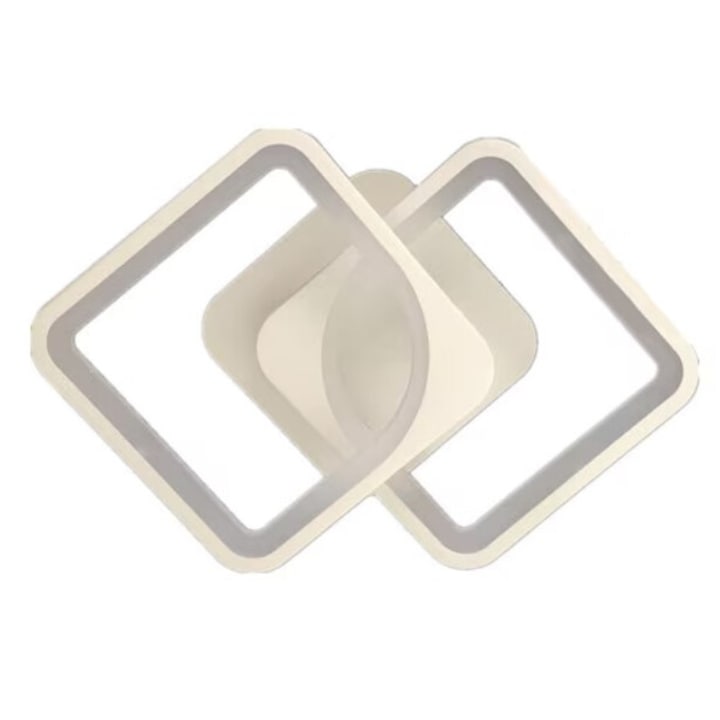 Lustra LED dimabila cu telecomanda 3 tipuri de lumina cald/neutru/rece 64W StrongLED intensitate reglabila 2 patrate, carcasa Alba ZenLED®