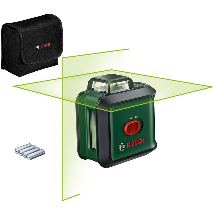 Nivela cu laser Bosch UniversalLevel 360 Basic 0603663EZ0, proiecteaza o linie orizontala 360° si verticale la 120°, cu autonivelare, domeniu masurare 24 m, precizie 0.4 mm/m, interval lucru +/- 4 grade, 1/4" filet stativ