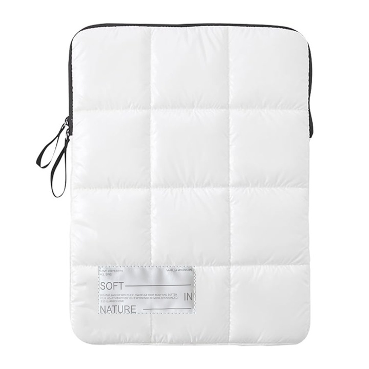 Husa Laptop 13-14 inch, Pure Vance, compatibila cu MacBook Air, MacBook Pro, Material Pufos, 25 x 35 cm, Alb