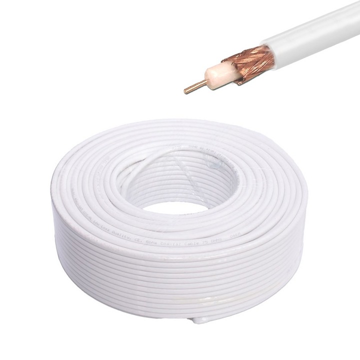 Cablu Coaxial TV RG6U 75OHM Aliaj-Cuprat Rola 100M