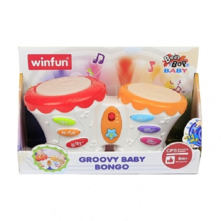 Winfun Tobe Bongo interaktív játék, ritmusválasztás, világító fények, 19, 6x11x11cm, 6 hónap+