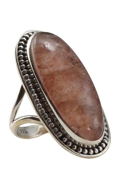 Inel din argint 925, TSR cu piatra naturala cuart oval marime 17, 5 mm model 2MSS2