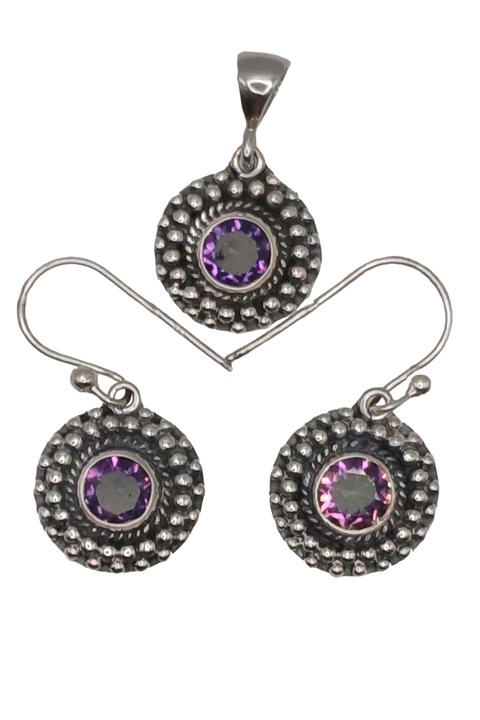 Set cercei si pandantiv din argint 925 TSR cu mistic cuart model 1MSS1