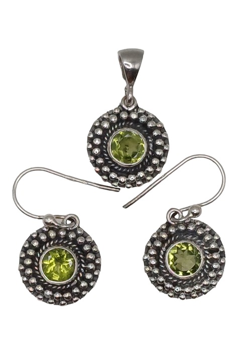 Set cercei si pandantiv din argint 925 TSR cu peridot model 1MSS3