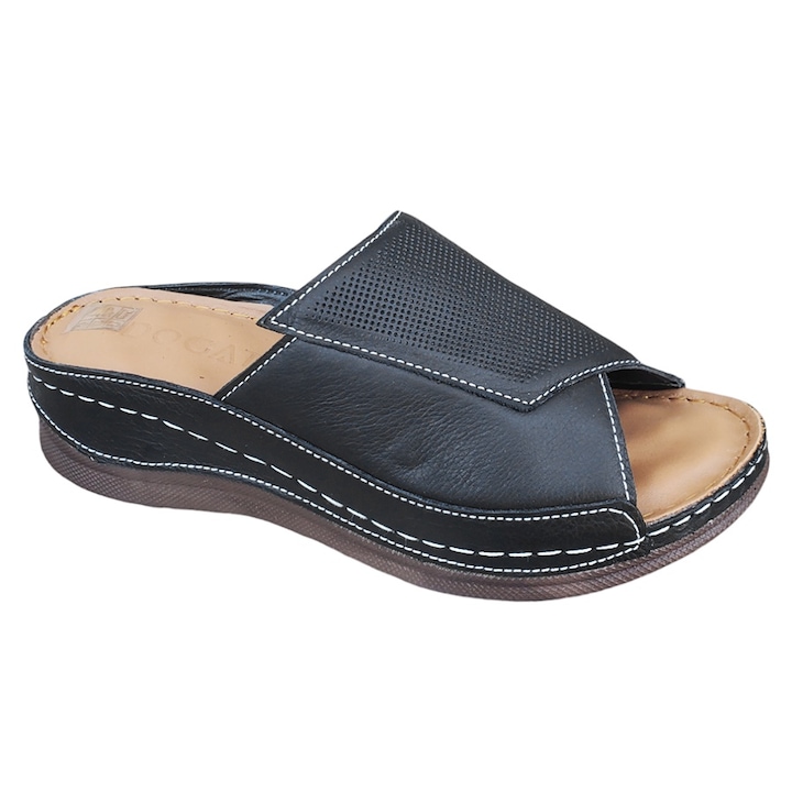 Papuci dama ortopedici din piele naturala, Negru, 39