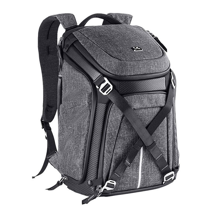 Фото-видео раница K&F Concept Alpha, капацитет 25L+1.5L, водоустойчива, черно/сиво, 30x24x45cm