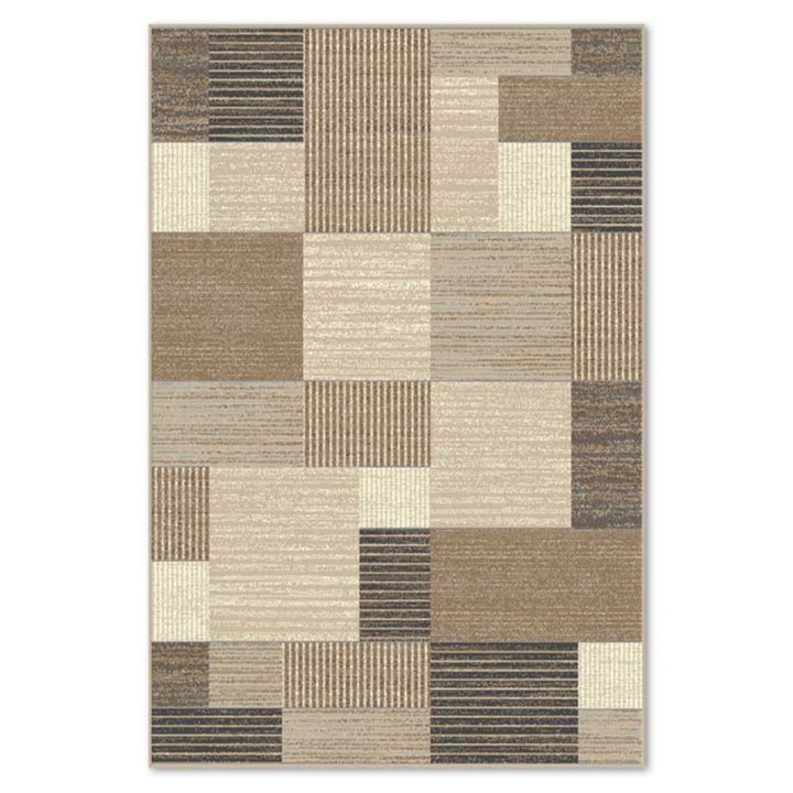 Covor Carpeta sintetic, Colectia Matrix, 5932-1-18455, Maro/Bej, design modern, 80x150 cm