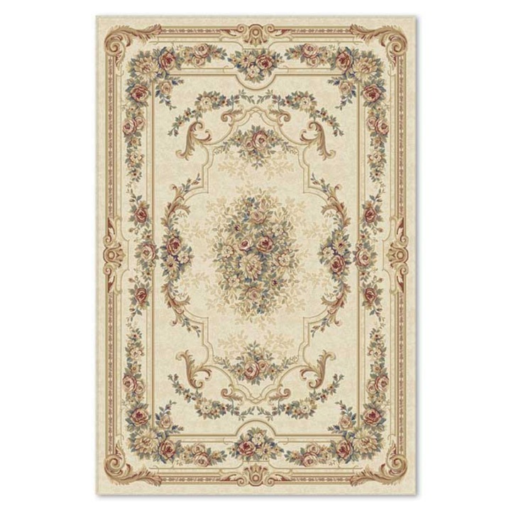 Covor Carpeta lana 100%, Colectia Bella 0539 -1-51053, Crem, design Clasic, 80x150 cm