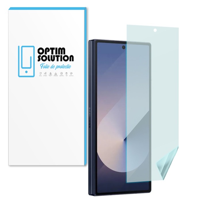 Folie Hydrogel Ecran Secundar Regenerabil pentru Samsung Galaxy Z Fold6, OPTIM SOLUTION, Fold 6, High Sensitivity, UHD Clarity, Shock Absorption, Flexible Hydro-Crystal, Silicon Compozitie Ultrasafe Membran, Elite Class Protection, Transparenta