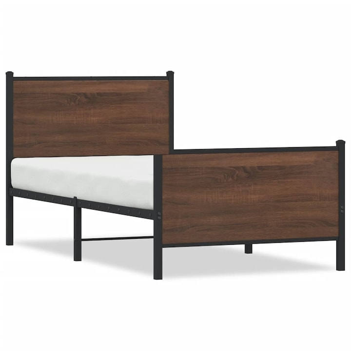 vidaXL barna tölgy színű fém ágykeret matrac nélkül 90 x 200 cm 20.5 kg 4007776