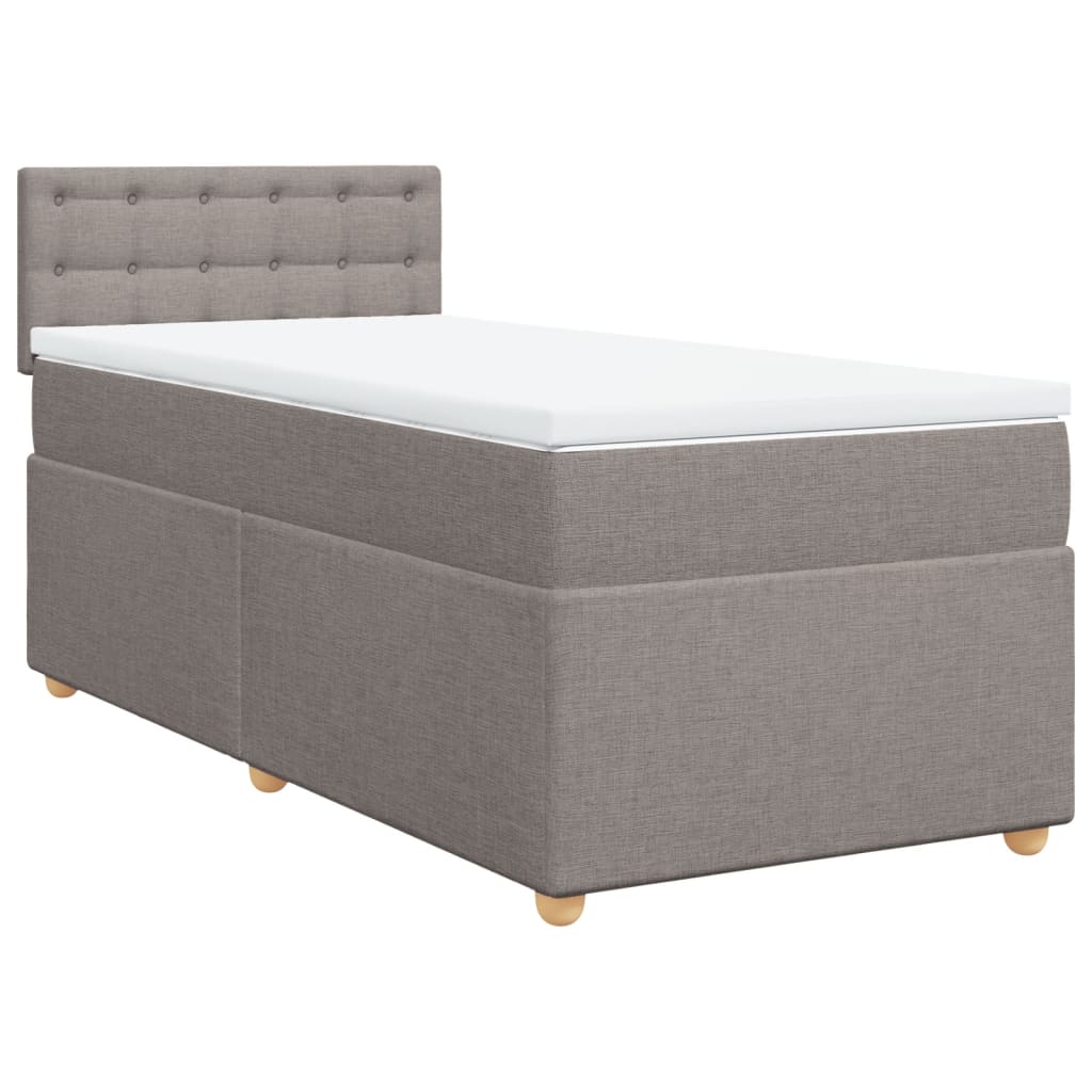 Pat box spring cu saltea vidaXL, gri taupe, 90x200 cm, textil, 39.52 kg ...
