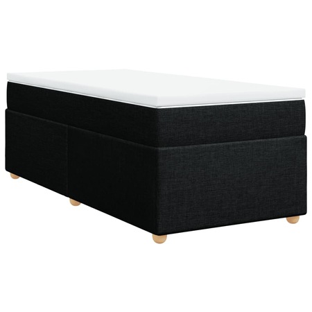 Pat box spring cu saltea vidaXL, negru, 90x200 cm, textil, 34.26 kg ...