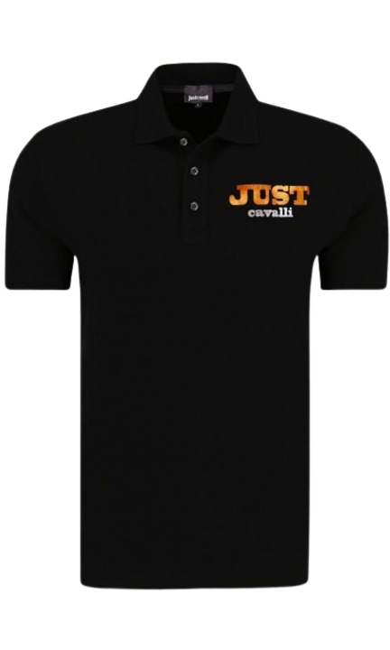 Ferfi polo, JUST CAVALLI, pamut, fekete, Fekete
